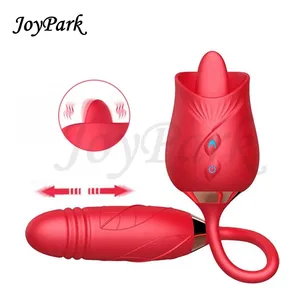 JoyPark Hot Dildo Vibretor Adult Licking Rose Toy Electric Vagina Sex Vibrator Massage Tongue Masturbator Clitoris Stimulator