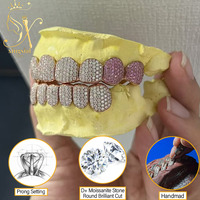 Grillz personnalisé en argent 925 avec moissanite VVS, style hip-hop, bijoux fins pour hommes, grillz en moissanite glacé pour les dents