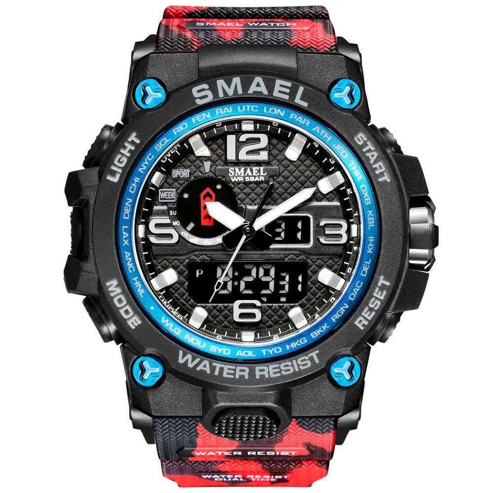 Camouflage SMAEL 1545MC Watch Men New Style Digital Waterproof Sports Watches Men's Shock Analog Dual Display watch