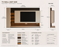 Solution complète pour la maison : Meuble mural TV moderne en bois écologique avec éclairage LED et rangement