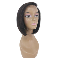 Nouveautés Perruques courtes droites sans colle en cheveux humains Remy indiens 100% avec dentelle transparente pour femmes noires