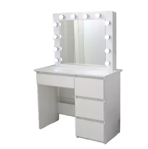 Small Quantity Electric Vanity Table With Glass Top Dressing Mirror Modern Makeup Vanity Table Set