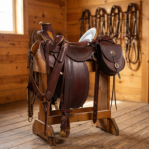 BS International - Silla de Montar Inglesa de Cuero de Búfalo Genuino Ecológico con Estructura de Bambú y Brida de Madera para Caballo, Sostenible 2026 - Product Image 1