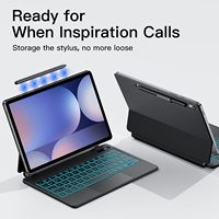Casing papan ketik ajaib, sarung HP magnetik mewah mengambang berdiri 7 Backlit untuk Samsung Galaxy Tab S11 S10 S9 S8 S7 Plus 12.4 inci