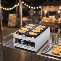 Machine à gaufres japonaises Taiyaki en forme de poisson, 6 cavités, 3000W, en acier inoxydable, pour usage commercial