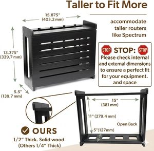 Boîte de rangement pour routeur WiFi en bois - Étagère décorative murale standard pour modem avec système de gestion des câbles - Product Image 2
