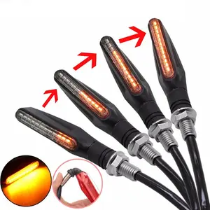 Motorcycle LED Turn Signal Lights Universal Indicator Blinker Amber Motorbike Lamp Bendable Flashing Yellow Tail Lights