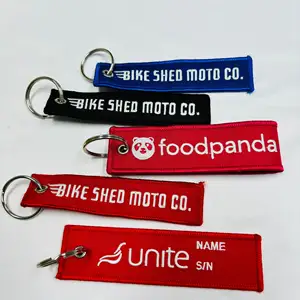 HIgh Quality No MOQ New Design Customize Various Shapes Embroidery Keyring /pvc Keychains/key Holder With Logo