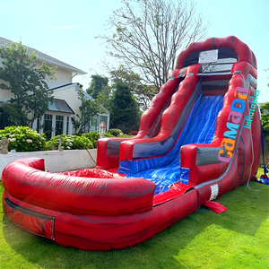 Toboggan aquatique gonflable pour enfants, simple ou double piste, avec piscine <span class=keywords><strong>de</strong></span> plongeon, en PVC, modèle Blue <span class=keywords><strong>Crush</strong></span>, pour la location estivale - Product Image 2