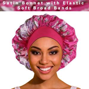 Gorro de satén personalizado para el cabello, paquete de 4, banda elástica grande para mujeres con cabello rizado, trenzas, protección para dormir - Product Image 5