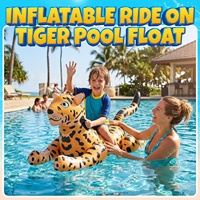 Bouée gonflable en PVC pour l'été, motif animal (guépard, léopard), jouet aquatique à chevaucher avec poignées pour enfants et adultes, pour la natation et la plage