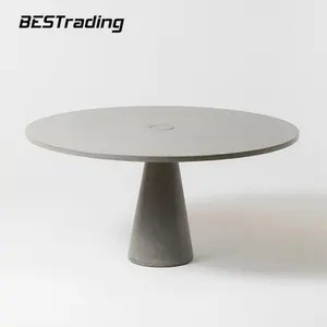 modern latest outdoor round concrete top dining table