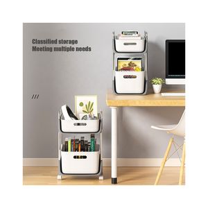 Chariot de rangement mobile à 2 niveaux de 26 et 32 <span class=keywords><strong>cm</strong></span>, support de cuisine <span class=keywords><strong>coulissant</strong></span> pour bureau, <span class=keywords><strong>panier</strong></span> <span class=keywords><strong>coulissant</strong></span> sous l'évier, organisateur, support mobile - Product Image 2