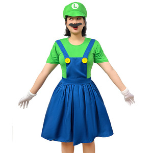Disfraz de la Princesa Peach de Super Mario, uniformes de juego, trajes para parejas, vestido de poliéster, falda para fiesta de Halloween - Product Image 3