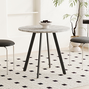 Modern Minimalist Circular Dining <b>Table</b> Gray Cement Texture Metal <b>Legs</b> For Restaurant Kitchen Office Use - Product Image 3