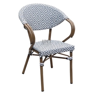 Chaise de salle à manger de style <span class=keywords><strong>parisien</strong></span> en osier d'extérieur pour café, empilable, avec cadre en aluminium - Product Image 3
