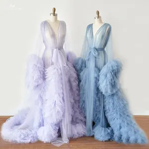 LZY010 긴 소매 프릴 출산 드레스 사진 촬영 또는 베이비 샤워 출산 가운 디자이너 촬영 드레스 이브닝 드레스