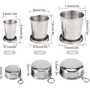 Offre Spéciale Gobelet à Eau en Acier Inoxydable 60 ml, Tasse de Camping Pliable Verre à Shot Extensible pour Voyage/<span class=keywords><strong>Randonnée</strong></span>/Pique-Nique - Product Image 2