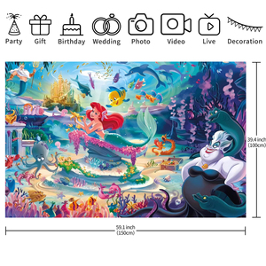 Fondo Fotográfico con Temática <span class=keywords><strong>de</strong></span> Sirena, Pancarta <span class=keywords><strong>de</strong></span> Fondo <span class=keywords><strong>de</strong></span> Princesa Ariel para Decoración <span class=keywords><strong>de</strong></span> Fiestas <span class=keywords><strong>de</strong></span> <span class=keywords><strong>Cumpleaños</strong></span> Infantiles - Product Image 6