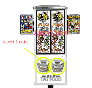 Distributore Automatico di Adesivi Anime a Moneta con Supporto, Macchina Distributrice di Carte Collezionabili e Adesivi Tattoo Cartoon - Product Image 2