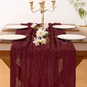 Burgundy Red Valentine's Day Table Runner <strong>Cheesecloth</strong> 10FT Runner for Wedding Party Baby Birthday Holiday Decorations - Product Image 5