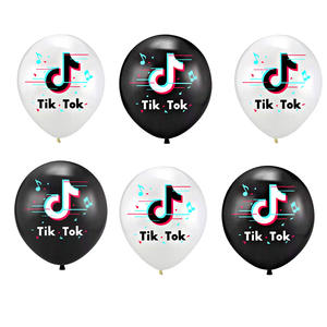 ลูกโป่งลายการ์ตูนติ๊กต๊อกลูกโป่งขนาด12นิ้วลูกโป่งตกแต่งงานวันเกิดสีดำและสีขาวใหม่ - Product Image 4