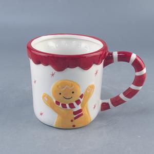 Tazas Navideñas con Diseño de Hombre de Jengibre en Relieve, Tazas de Cerámica Pintadas a Mano, Tazas de Agua para Parejas - Product Image 2