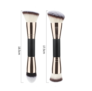 แปรงแต่งหน้าแบบสองหัว ขนสังเคราะห์ ด้ามอลูมิเนียมสีทอง 2 ชิ้น สำหรับลงรองพื้นและคอนทัวร์ใบหน้า - Product Image 6