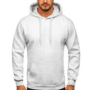 Sweat-shirt à capuche doublé pour homme, couleur unie, en molleton de coton, décontracté, avec poche avant, coupe classique, pour l'hiver, service OEM - Product Image 1