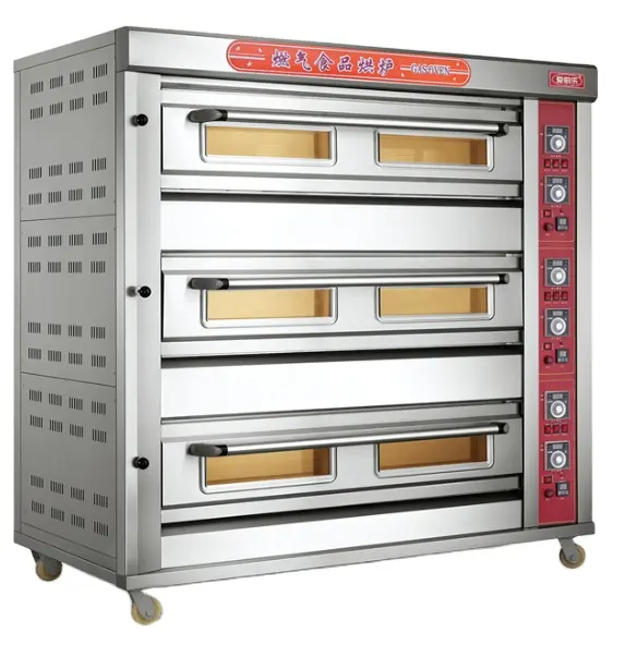 Industrial 3 Deck 9 Tray big Gas Baking Oven bakery Commercial Machine Equipment pizza oven gas Deck Oven