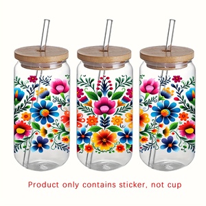 สติกเกอร์ติดแก้วแบบกันน้ำ UV DTF ลายดอกไม้ สำหรับแก้วเย็น หนังสือ ขายดี - Product Image 5