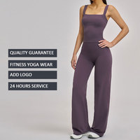 Ensemble de vêtements de sport pour femmes de haute qualité, 2 pièces, pantalon de yoga évasé, pantalon à taille haute et à jambes larges, ensemble de sport pour la course à pied, la gym et la remise en forme