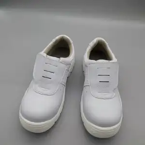 白色超细纤维皮革鞋面塑料鞋帽PU外底esd安全鞋