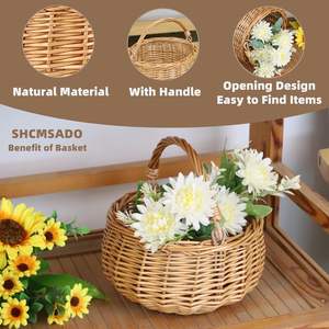 Cesto per Frutta Artigianale <span class=keywords><strong>in</strong></span> Salice Personalizzato, Cesto da Picnic Portatile <span class=keywords><strong>in</strong></span> <span class=keywords><strong>Vimini</strong></span> Intrecciato, Piccolo Cesto Regalo <span class=keywords><strong>in</strong></span> <span class=keywords><strong>Vimini</strong></span> con Manico - Product Image 2