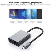 Cable de Internet USB C a RJ45, Adaptador de Red Plug and Play de 100 Mbps con Carga PD, Adaptador LAN Tipo C a RJ45