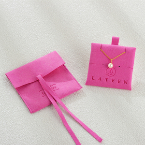 Luxury Custom Emboss Logo Jewelry Pouch Packaging Microfiber Flap Envelope Bowknot Gift Bag Necklace Bracelet Jewelry Bag - Product Image 4