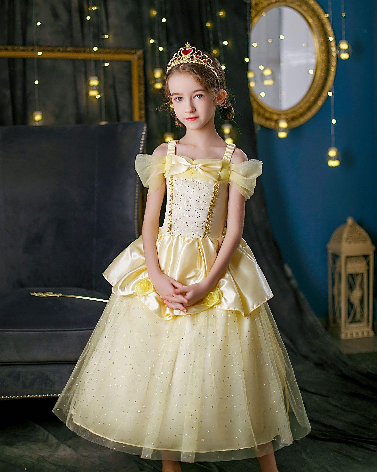 strapless open back dress Peasant version Blue dress costume MADE to order Cosplay Belle princes –  Cosplayrr main image 1