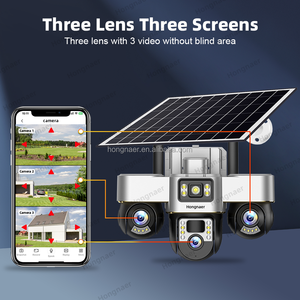 Hongnaer 3K 6MP 3 ống kính không dây năng lượng mặt trời bảng điều khiển Powered IP PTZ CCTV <span class=keywords><strong>Camera</strong></span> V380 Pro ngoài trời an ninh wifi 4 gam Sim Thẻ năng lượng mặt trời máy ảnh - Product Image 3