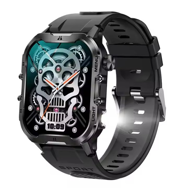 Fashion Smart Watch T26 BT Call Health Monitoring 1.96 Inch Reloj Inteligente IP68 Outdoor Smart Watches with Flashlight