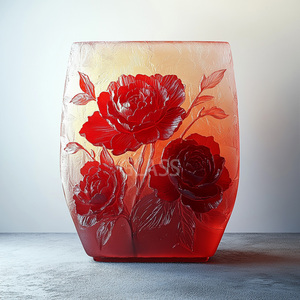 Jarrón de cristal tallado a mano para decoración del hogar - Product Image 3