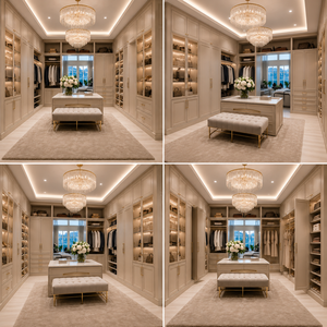 Système de <span class=keywords><strong>dressing</strong></span> de luxe haut de gamme pour projets de villas avec rangement <span class=keywords><strong>massif</strong></span> à niveaux, armoire professionnelle certifiée FSC - Product Image 3