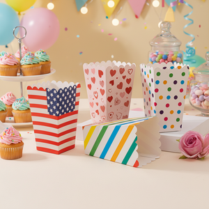 Caja de Palomitas de Maíz Biodegradable para Pequeños Negocios, Caja de Comida Rápida, Portátil, de Color Fijo, para Entrega de Alimentos - Product Image 1