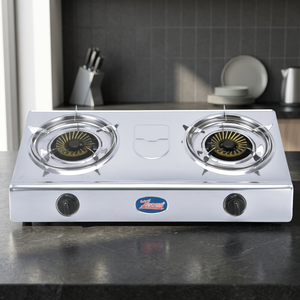Cocina de Gas Portátil de Acero Inoxidable con 2 Quemadores, Control de Perilla, Encendido Electrónico y Protección Contra Apagado de Llama para Uso Doméstico y Hotelero - Product Image 2