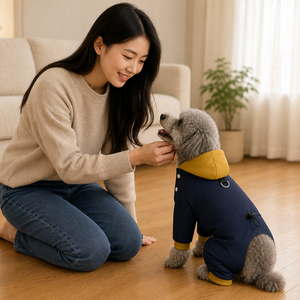 ชุดกันหิมะสำหรับ<span class=keywords><strong>สุนัข</strong></span>ขนาดเล็ก  บุด้วยผ้าฝ้ายแบบเย็บติดกัน  บุขนแกะ  มีฮู้ด  แบบสี่ขา  ติดกระดุมด้านหน้า  พร้อมห่วงคล้องสายจูง  ไซส์ S-XXL - Product Image 5