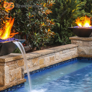 Corten Steel Natural Rusted Large Outdoor Gas <b>Fire</b> Pit Waterfalls Freestanding Design 15000-39999 BTU Heating Output Portable - Product Image 2