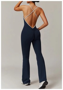 Mono de Fitness personalizado para mujer, mono de entrenamiento de una pieza, Yoga para deportes de pantalones acampanados, mono deportivo de Fitness personalizado - Product Image 2