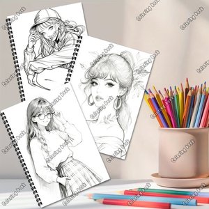 Carnet de <span class=keywords><strong>coloriage</strong></span> spirale personnalisable <span class=keywords><strong>pour</strong></span> filles, cahier de dessin créatif recto simple <span class=keywords><strong>pour</strong></span> adolescents et adultes – Vente en gros - Product Image 3
