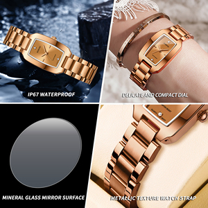 <span class=keywords><strong>Montre</strong></span> à quartz élégante pour femmes BINBOND, <span class=keywords><strong>montre</strong></span> <span class=keywords><strong>en</strong></span> <span class=keywords><strong>acier</strong></span> inoxydable tendance, ultra-fine, carrée, résistante à l'eau jusqu'à 30 m, pour femmes - Product Image 5