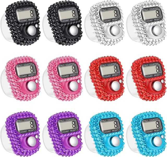 Hot Sale Small Finger Ring Tally Counter with Rhinestone Digital LED Electronic Handheld Tally Counter Clicker Counter Ring