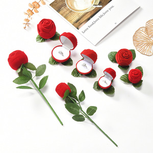 Caja de Joyería en Forma de Rosa, Caja de Regalo de Alta Gama, Caja de Joyería de Terciopelo Elegante y Exquisita - Product Image 1